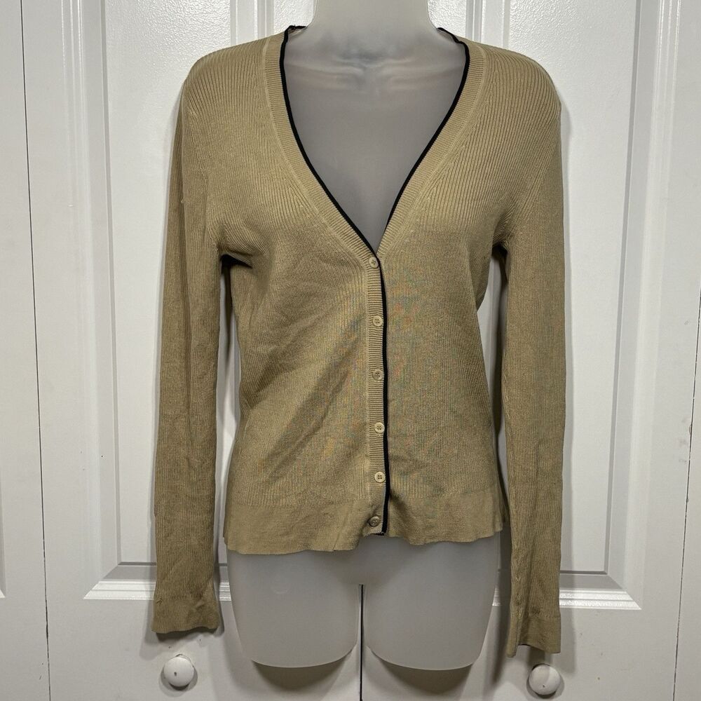 The Limited Stretch Cardigan Womens S Beige Silk Blend Y2K Minimalist Preppy